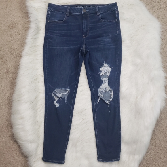 American Eagle Outfitters Denim - AE Hi-Rise Distressed Jegging Jeans 14 Short